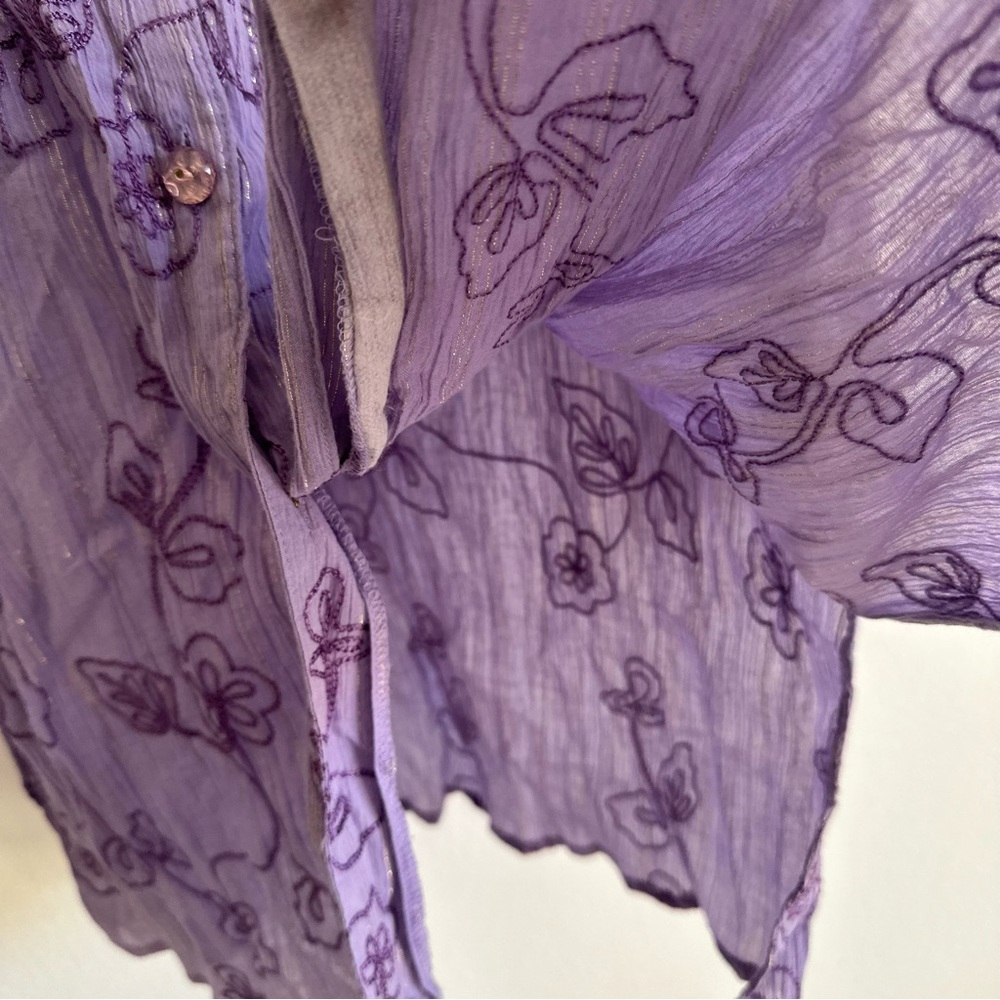 Vintage Susan Blouse Top Fairy Whimsigoth Embroidered Lilac Purple Long Floral - Picture 5 of 8